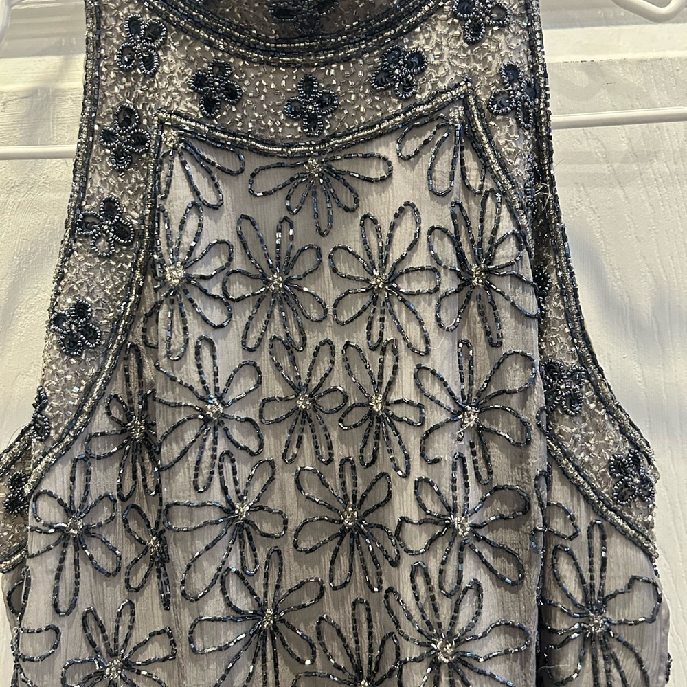 Papell Boutique Black and Silver Beaded Blouse M NWOT 🖤 - Picture 3 of 8